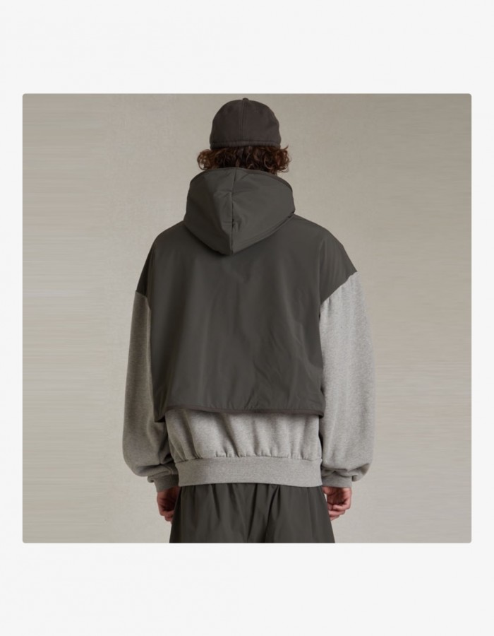 SS24 HOODED NFS DARK HEATHER OATMEAL/INK