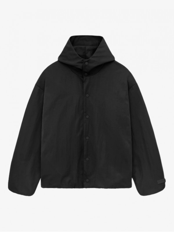 FALL24 NYLON HOODED TRUCKER JACKET BLACK