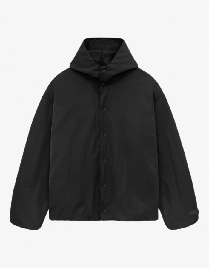 FALL24 NYLON HOODED TRUCKER JACKET BLACK