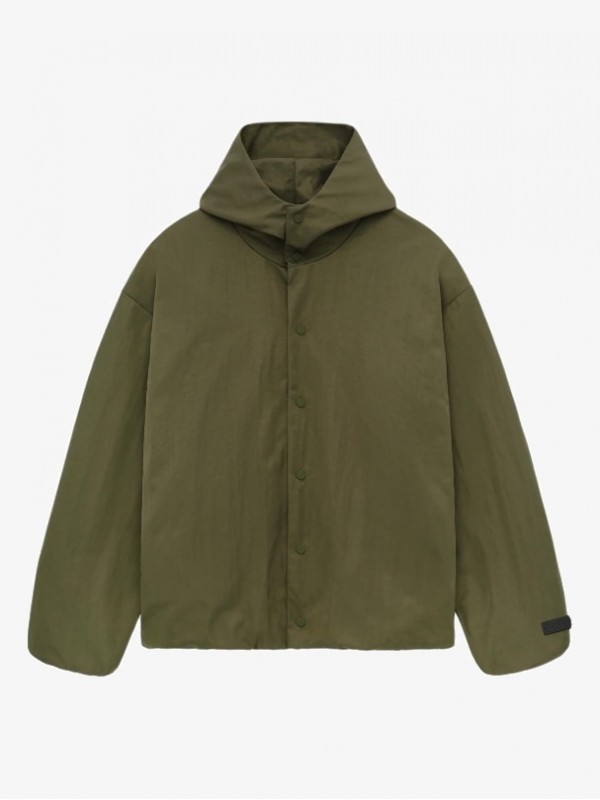 FALL24 NYLON HOODED TRUCKER JACKET MILITARY